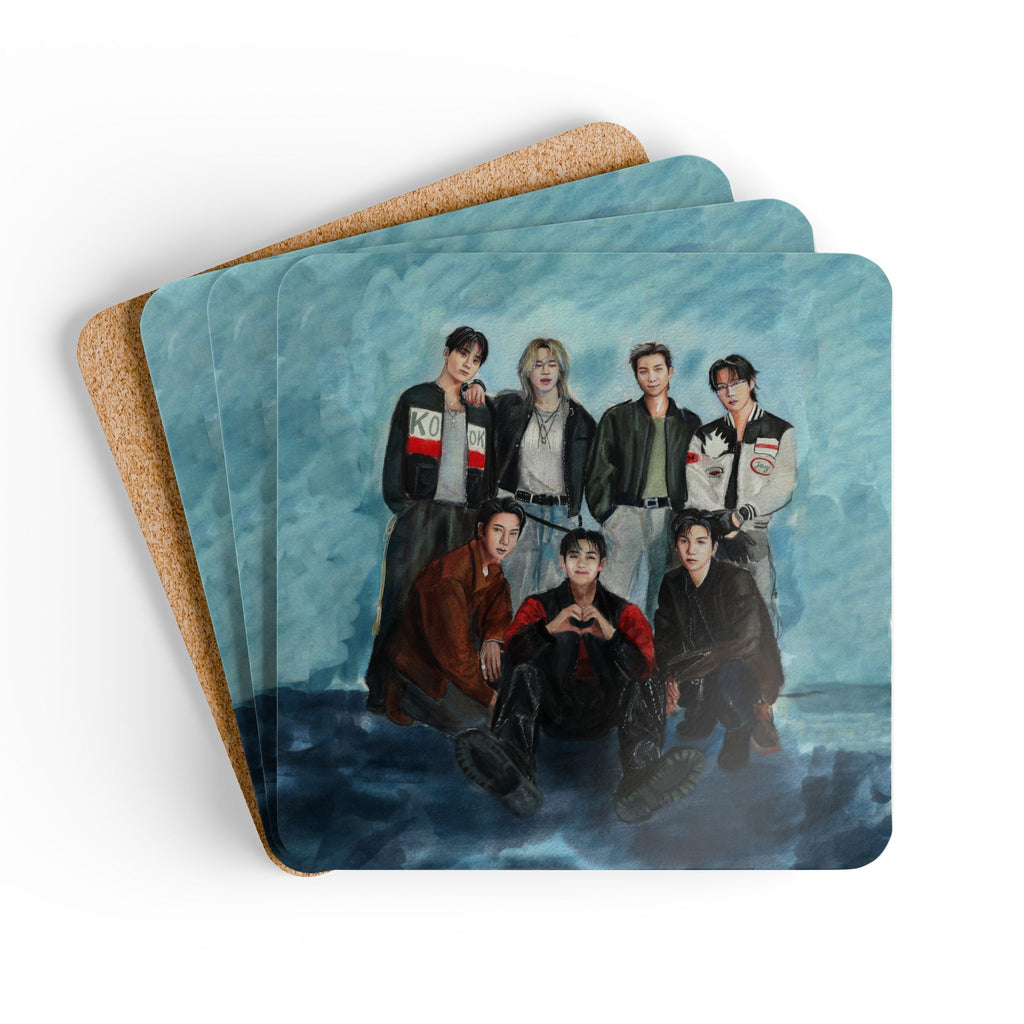 OT7 Portrait Fan Art Hardboard Coasters (Set of 4)