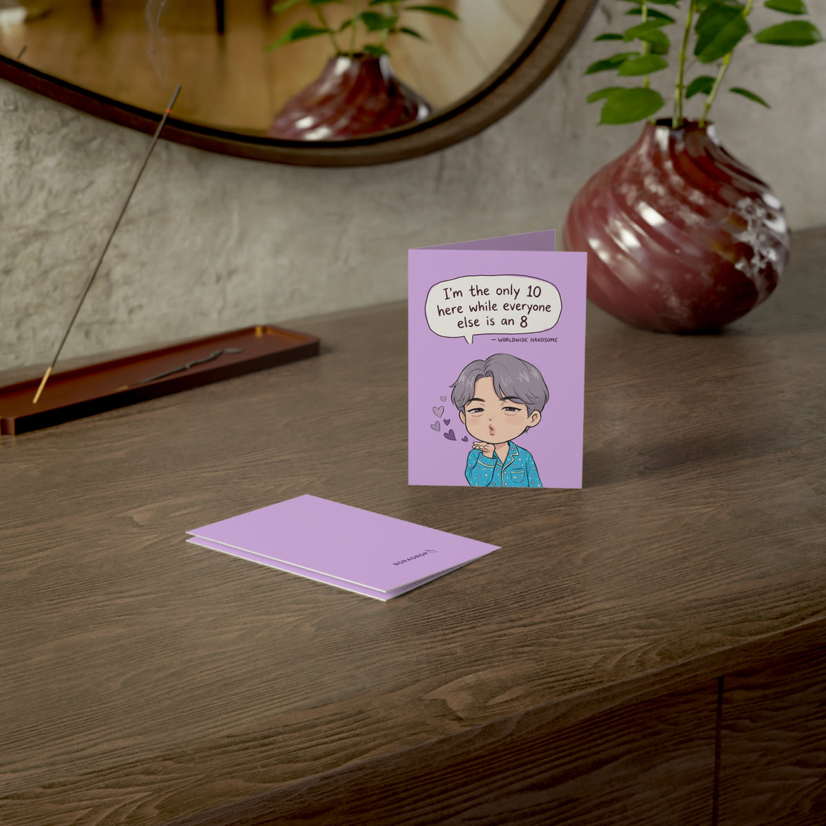 "Worldwide Handsome" Flying Kiss Greeting Card