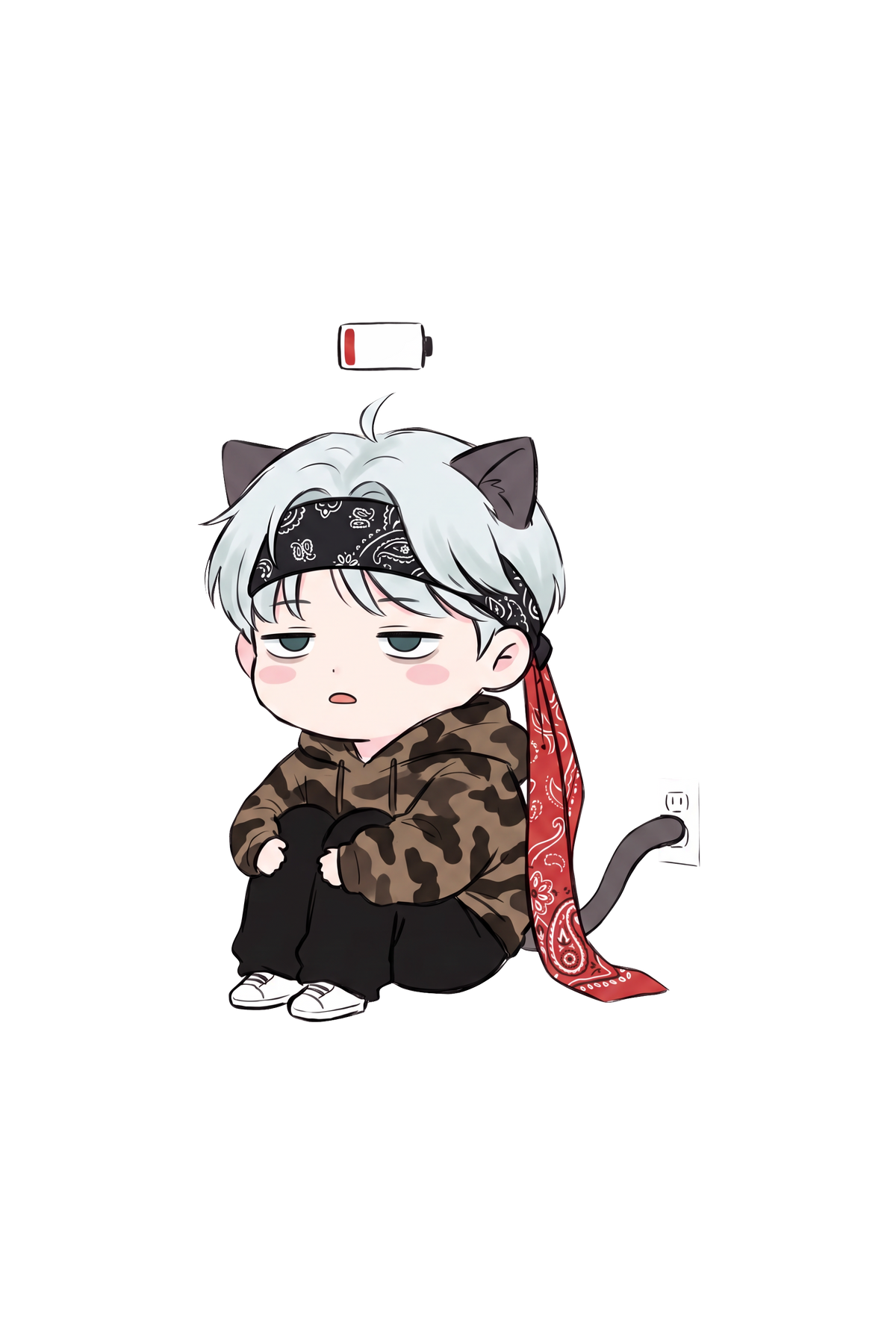 Meow Meow Low Battery Cat Ear Hoodie