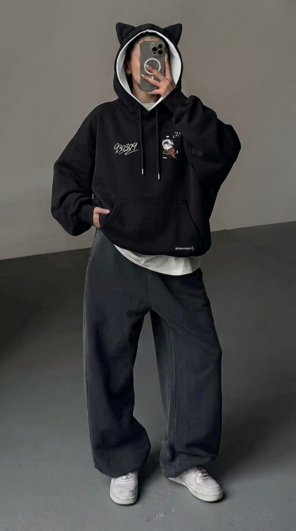 Meow Meow Low Battery Cat Ear Hoodie