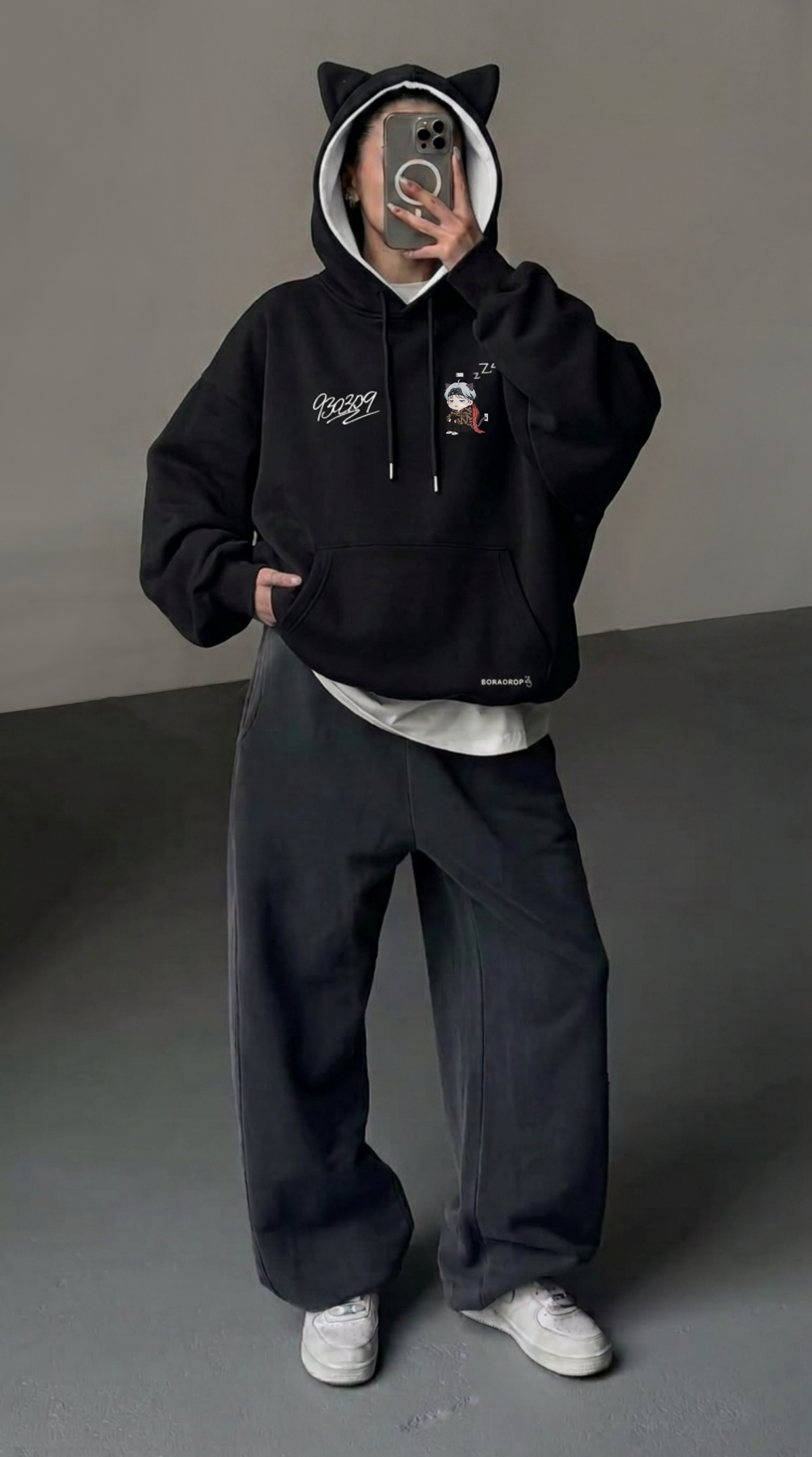 Meow Meow Low Battery Cat Ear Hoodie