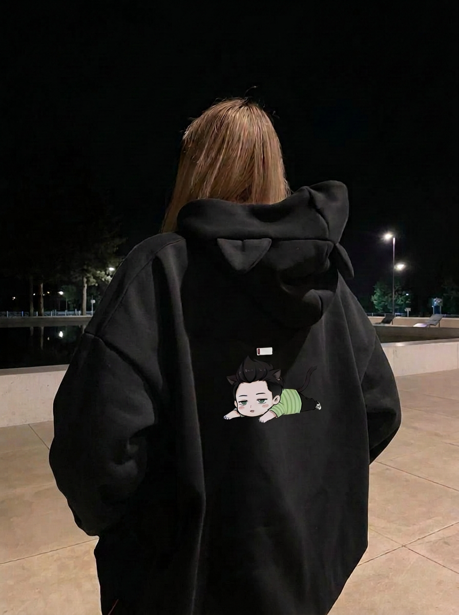 Meow Meow Low Battery Cat Ear Hoodie