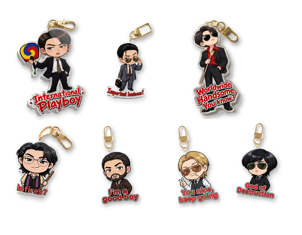 OT7 Iconic Meme & Quote Acrylic Keychain Set (7-Piece Pack)