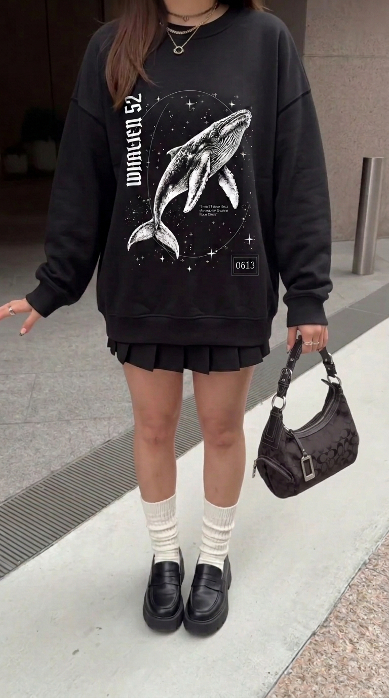 Whalien 52 Organic Black Crewneck Sweatshirt