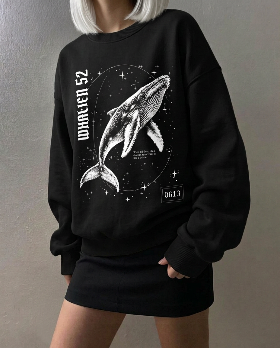 Whalien 52 Organic Black Crewneck Sweatshirt