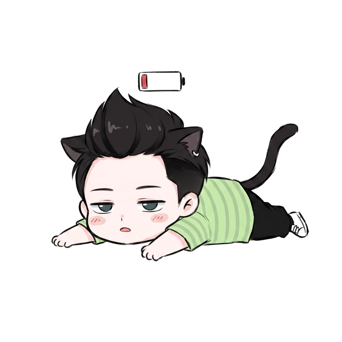 Meow Meow Low Battery Cat Ear Hoodie